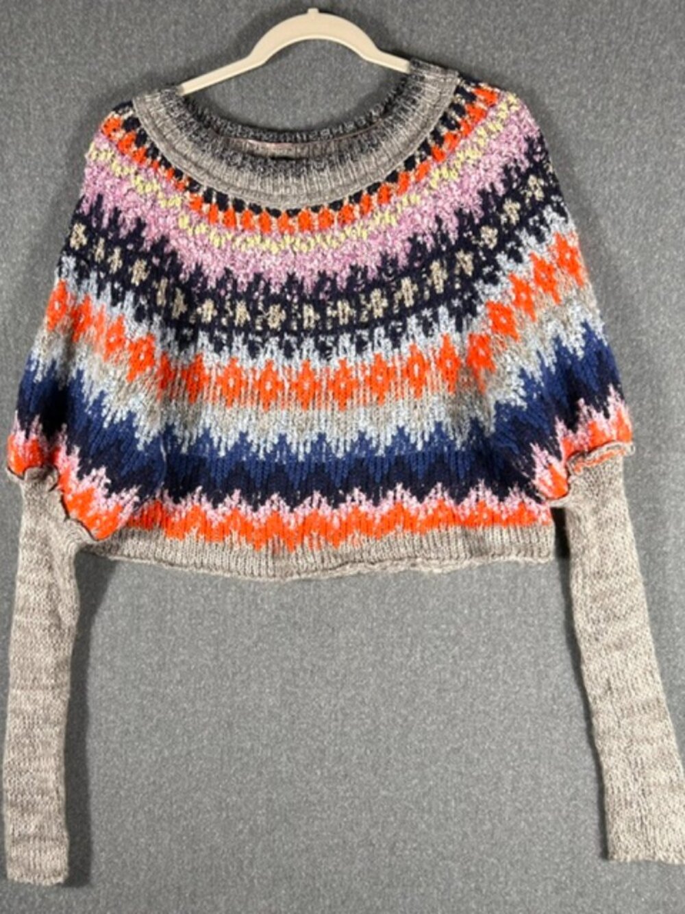 Free People Womens Sz Small Multicolor Home For The Holidays Sweater Pullover LS